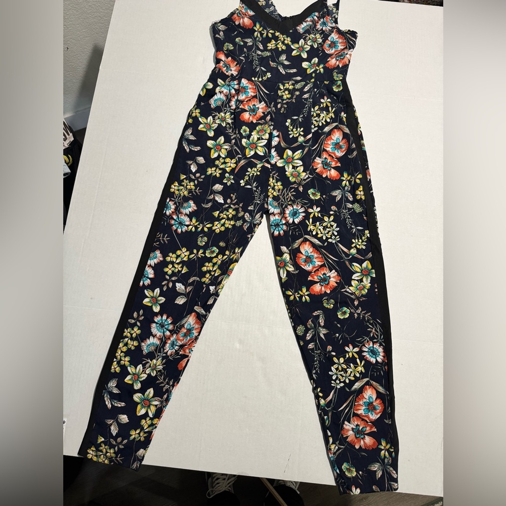 Zara Floral AOP‎ Jumpsuit w/ Thin Straps, Zip Back, Women's Large #1093